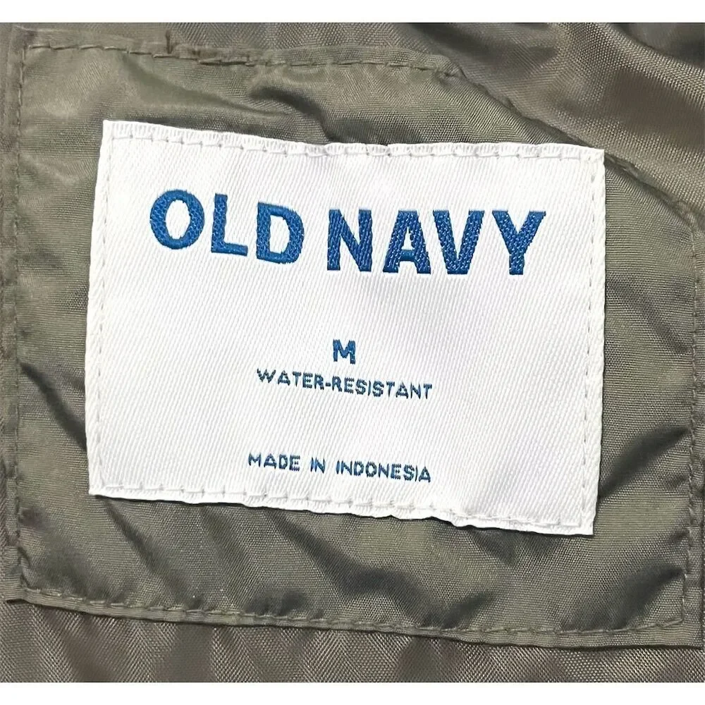 Old Navy Men's Water-Resistant Puffer Vest Olive Green M Outdoor Adventure